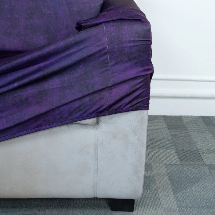 Purple Velvet Elastic Sofa Cover