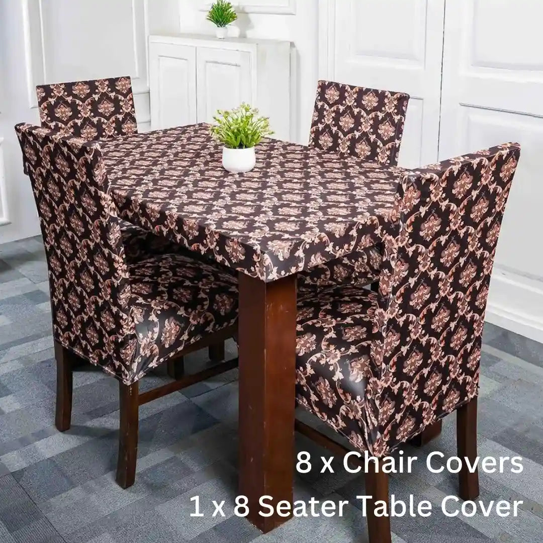 Royals Black Elastic Chair & Table Cover Set