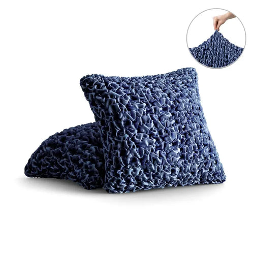 DivineTrendz™ Exclusive - Blue Luxe Crinkle Cushion Cover