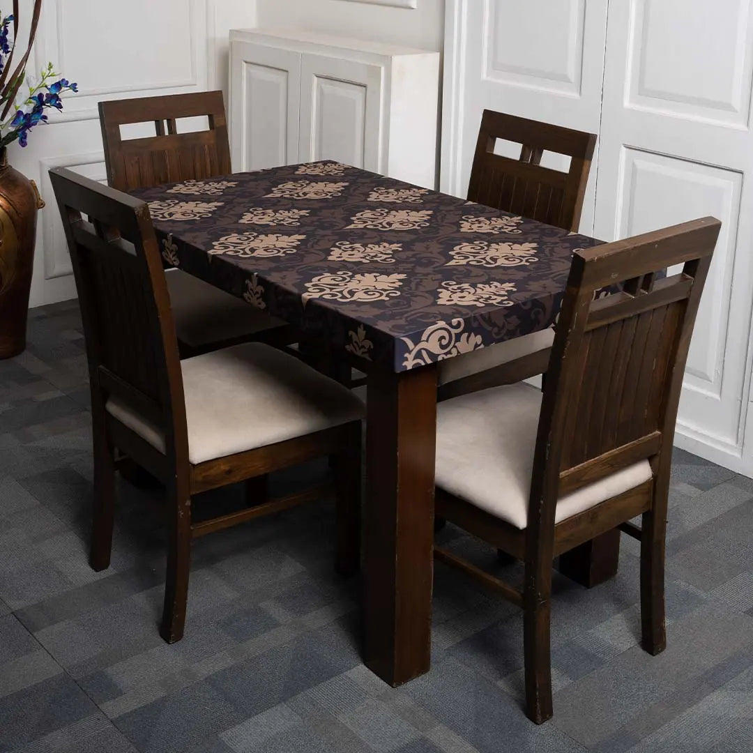 Black_Beige Ethnic Elastic Table Cover