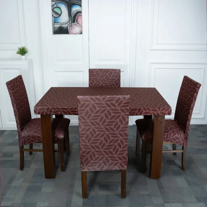 Brown Print Elastic Table Chair Cover