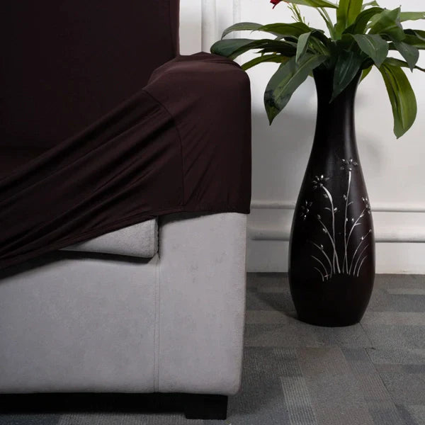 Brown Solid Elastic Sofa Slipcovers