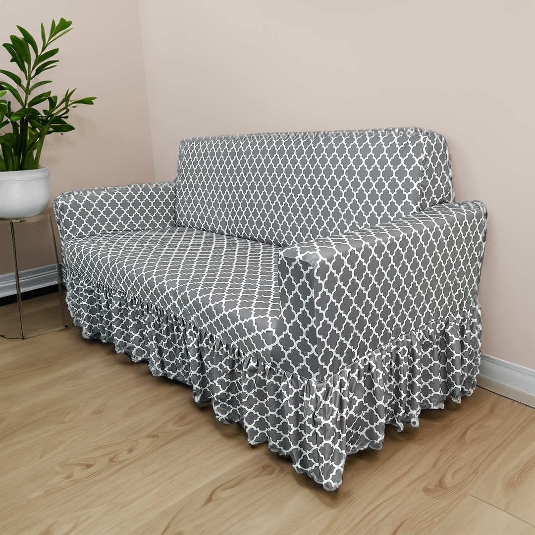 Grey Diamond Elastic Printed frills covers