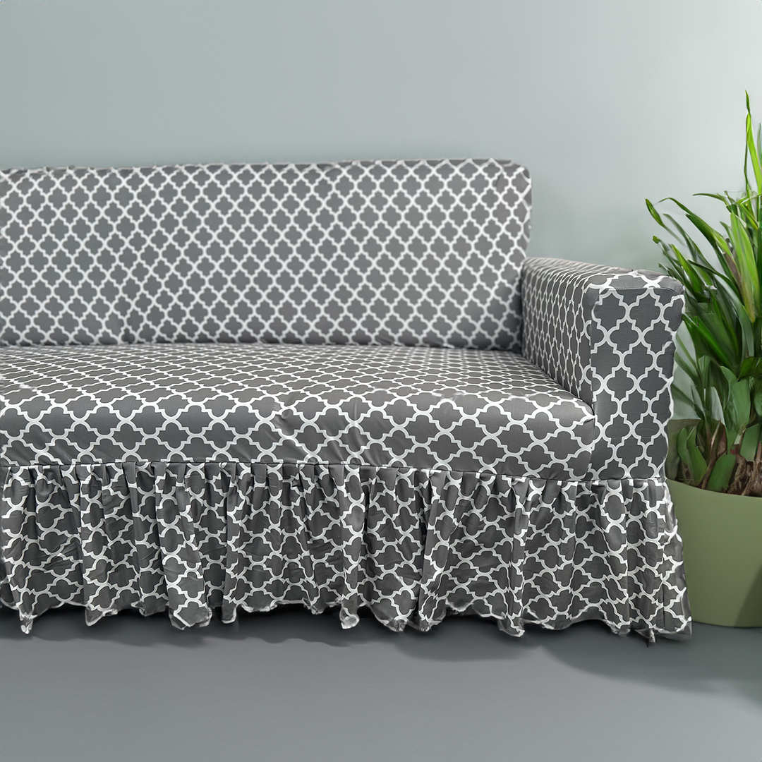 Grey Diamond Elastic Printed frills covers