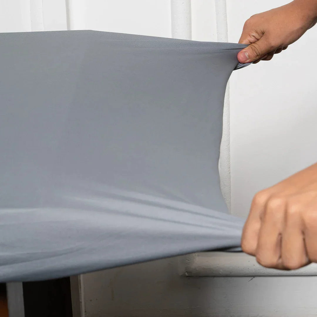 Grey Solid Stretchable Table Cover