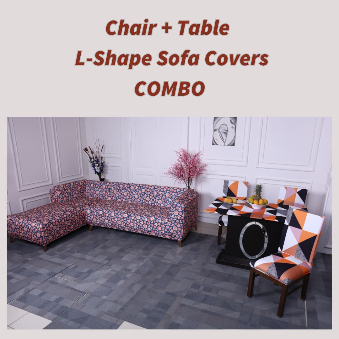 exclusive - merry memories elastic chair,table & l-shape sofa slipcovers