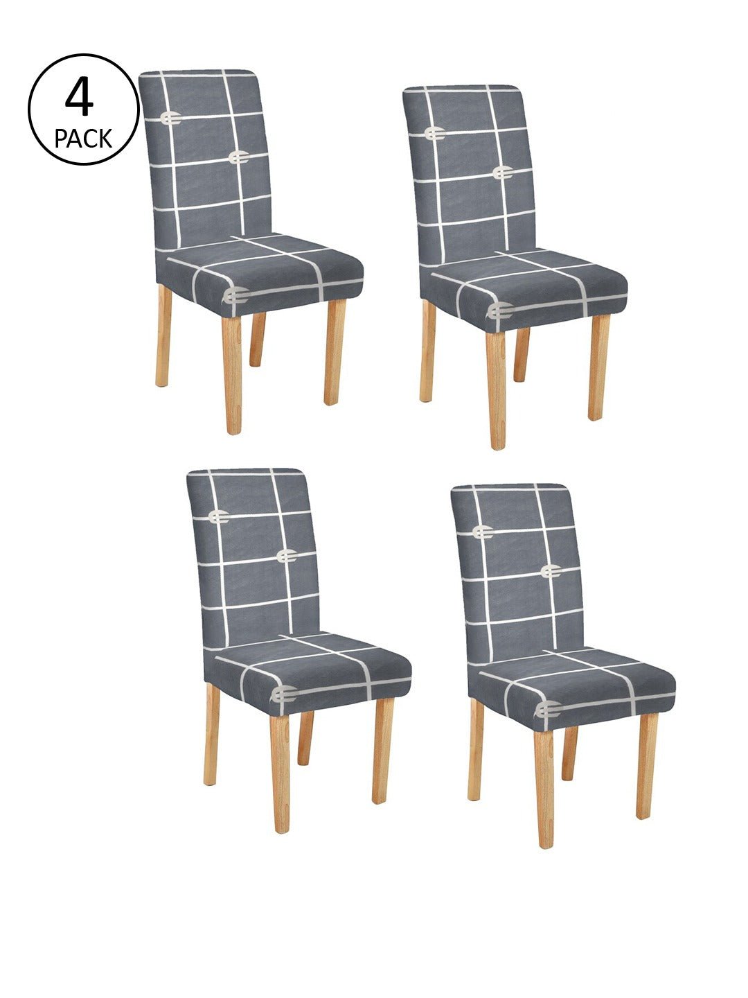 Grey & White Checked Universal Chair Seat Covers