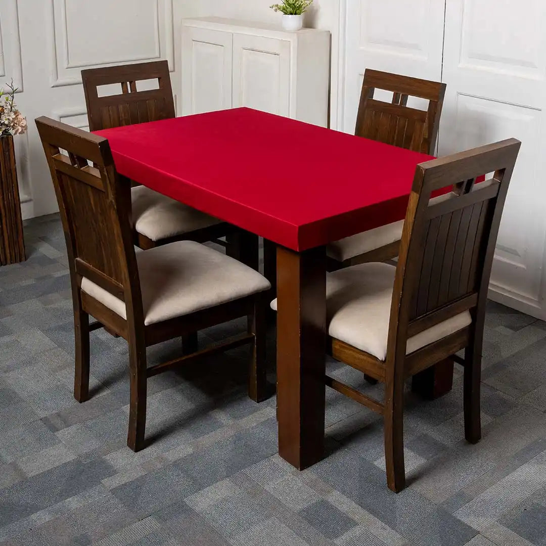 Maroon Solid Elastic Table Cover