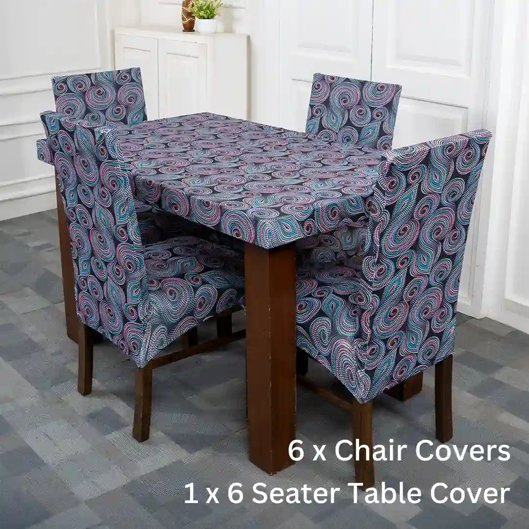 Martingale Dots Elastic Six Seater Chair And Table Cover