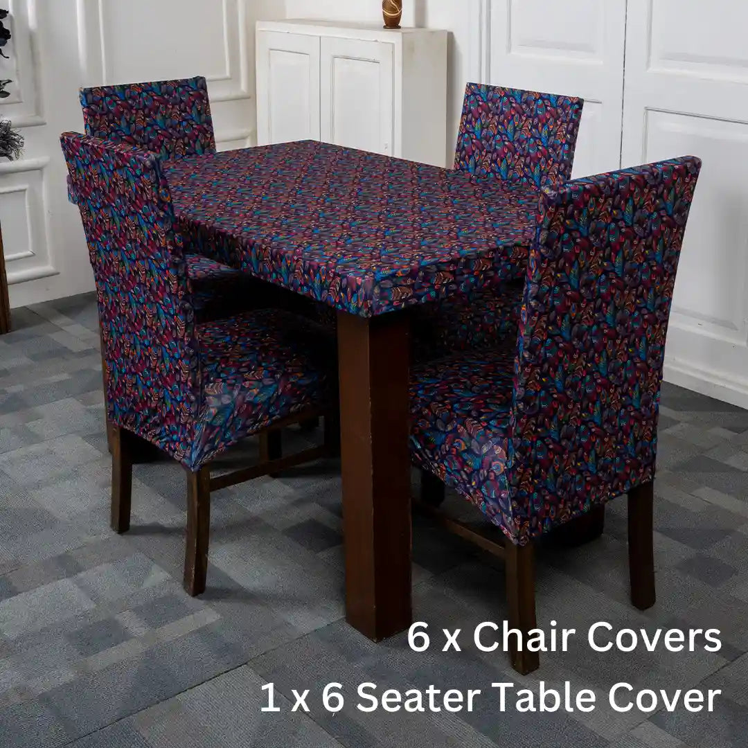 Multicolored Feather Elastic Chair And Table Covers