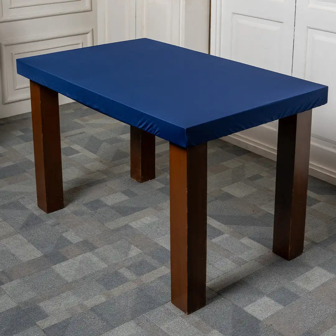 Navy Blue Solid Elastic Table Cover Se
