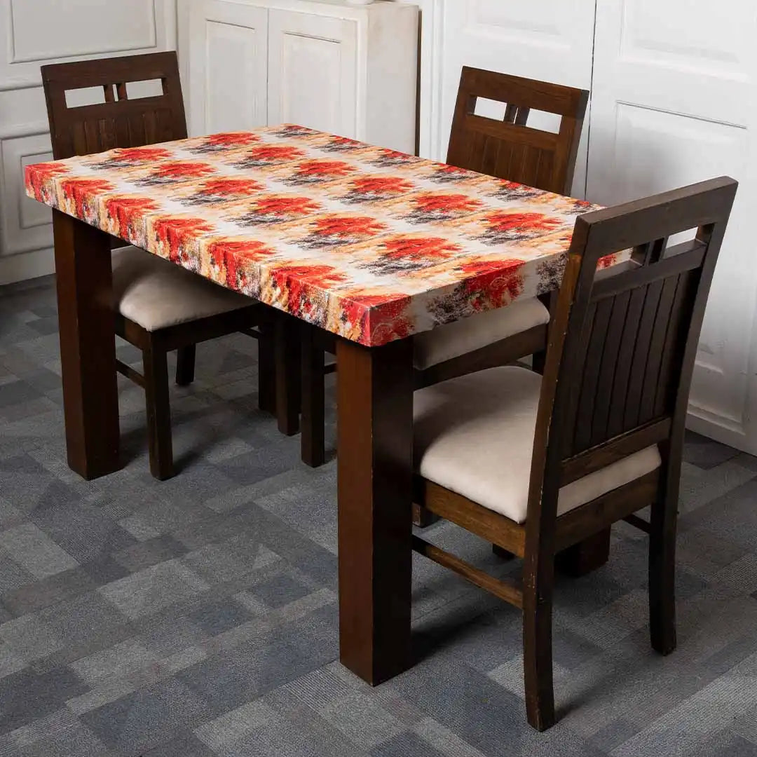 DivineTrendz Exclusive - Orange Tie & Die Elastic Table Cover