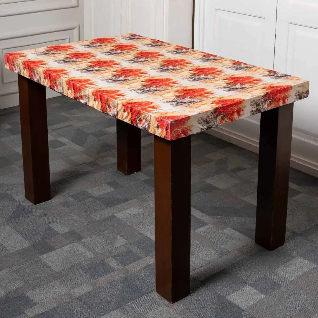 DivineTrendz Exclusive - Orange Tie & Die Elastic Table Cover