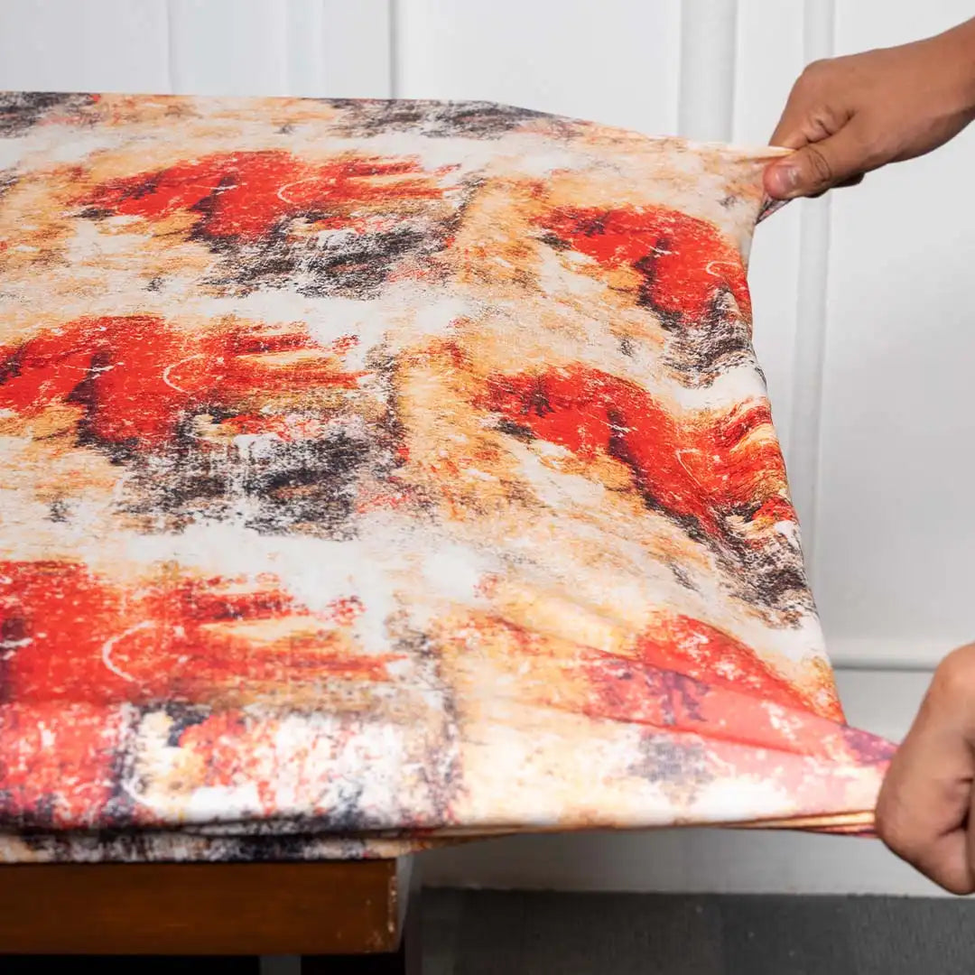 DivineTrendz Exclusive - Orange Tie & Die Elastic Table Cover