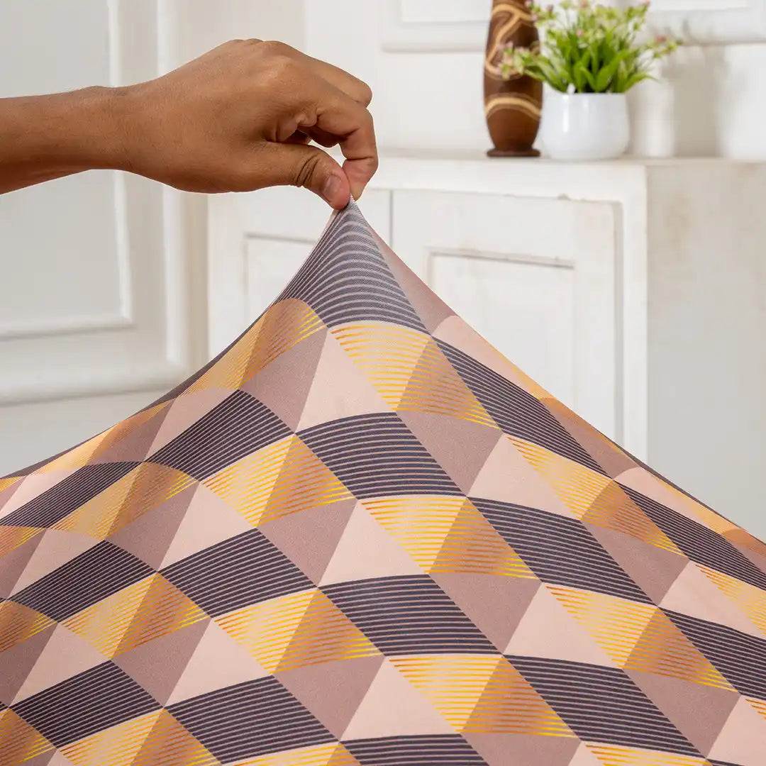 3D Polygon Striped Stretchable Chair And Table Cover Set