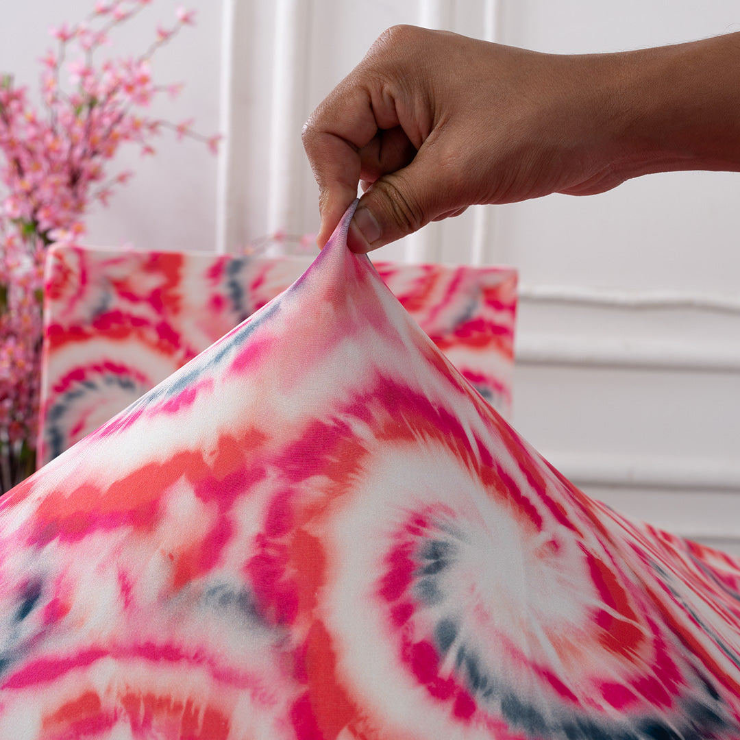 Pink Swirl Stretchable Chair Table Cover