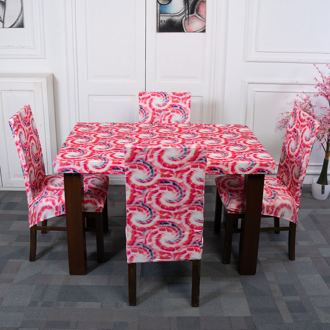 Pink Swirl Elastic Chair & Table Covers Set