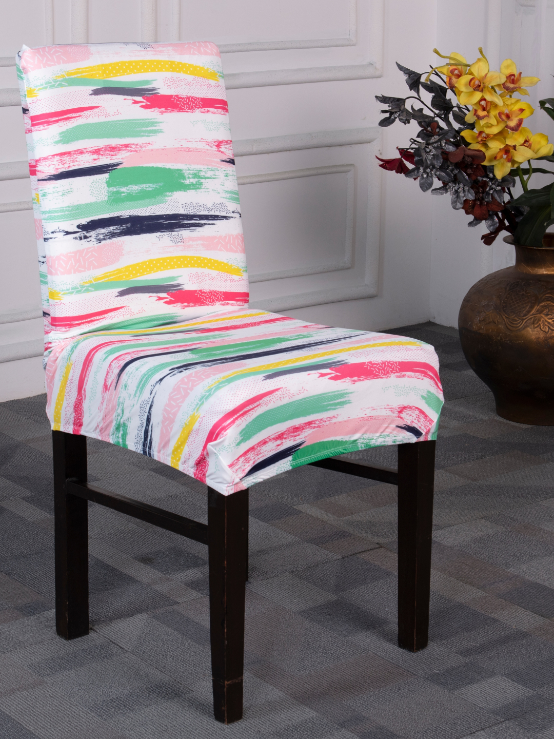 Multicolored Elastic Design Chair Covers