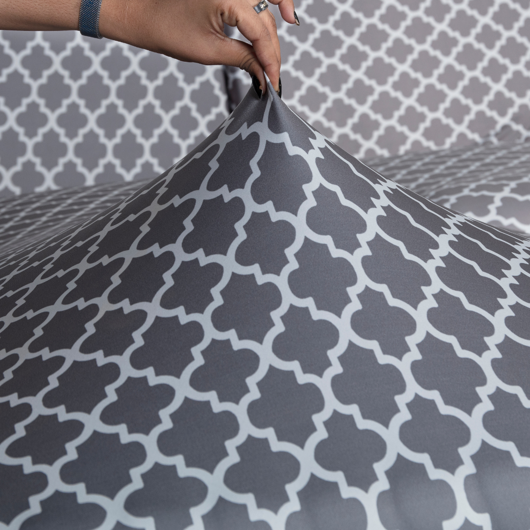 Gray Diamond Elastic L-Shape Sofa Covers