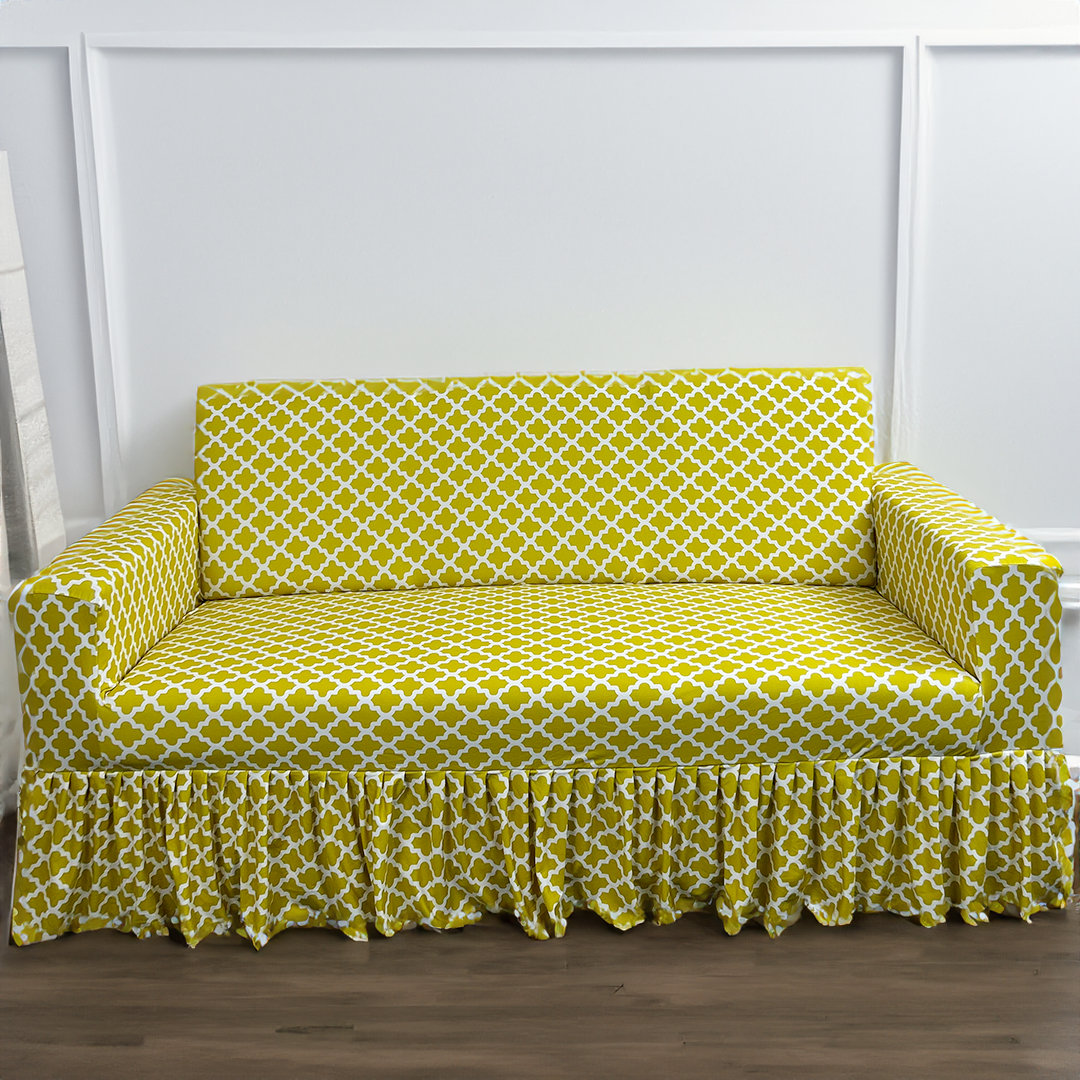 Crisp Yellow Elastic Printed frills covers