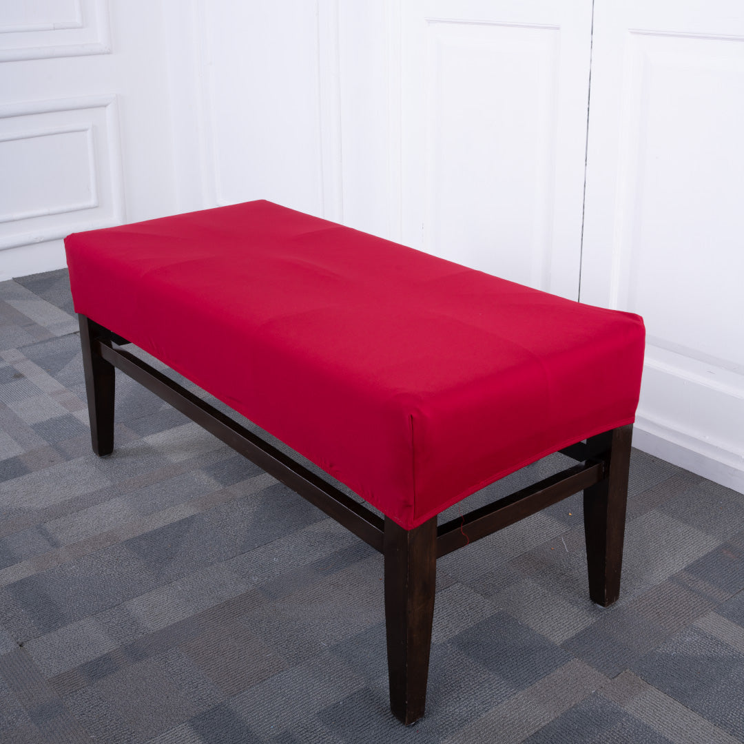 Maroon Solid Elastic Bench Cover