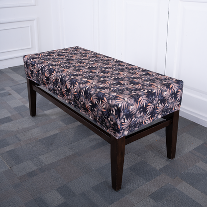 Black Leaves Elastic Bench Cover