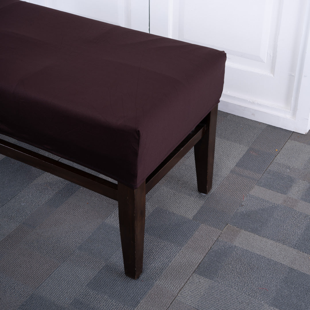 Brown Solid Elastic Bench Cover