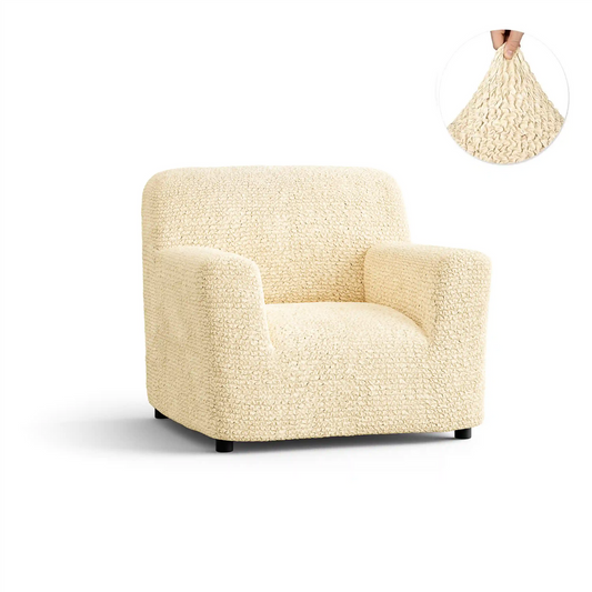 DivineTrendz™ Exclusive - Beige Luxe Crinkle Sofa Cover