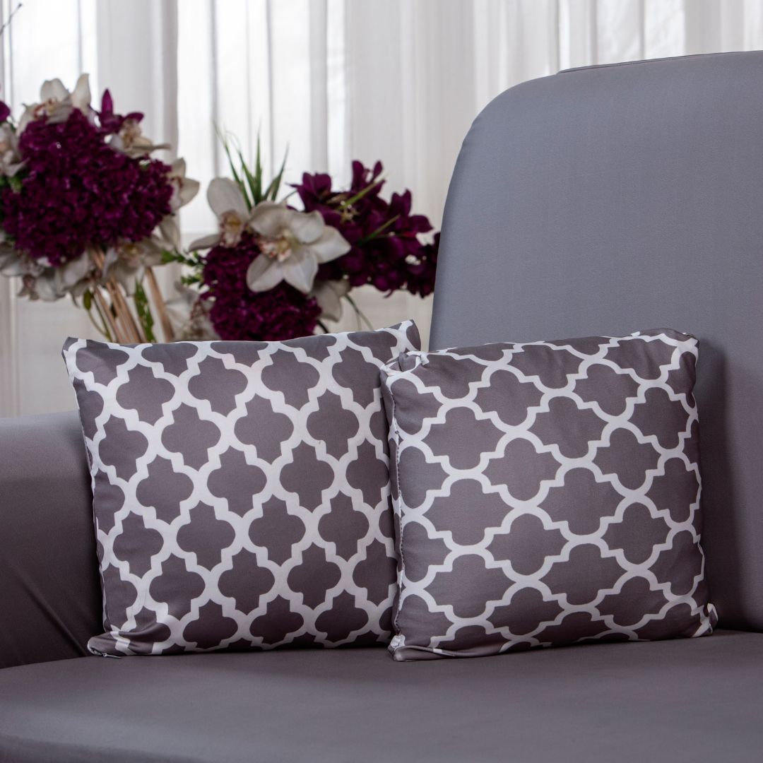 Square Pillow Covers-covers online-100% splendex Machine wash cold. Wash dark colours seperately. Do not soak. Do not bleach, tumble dry low, warm iron if necessary-Grey diamond cushion cover.
