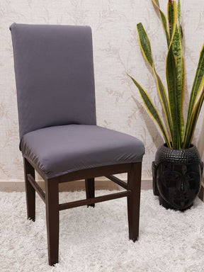 Grey Solid Elastic Design Chair Covers