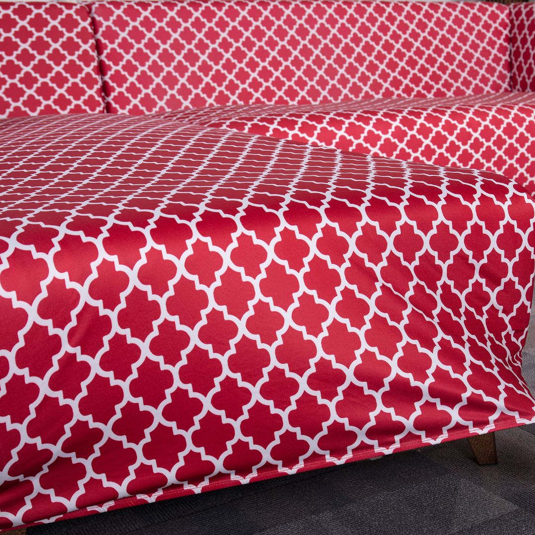 Red Diamond Elastic L-Shape Sofa Covers