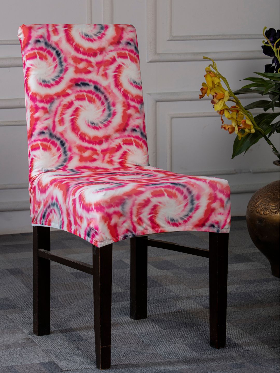 Pink Swirl Elastic Chair Covers