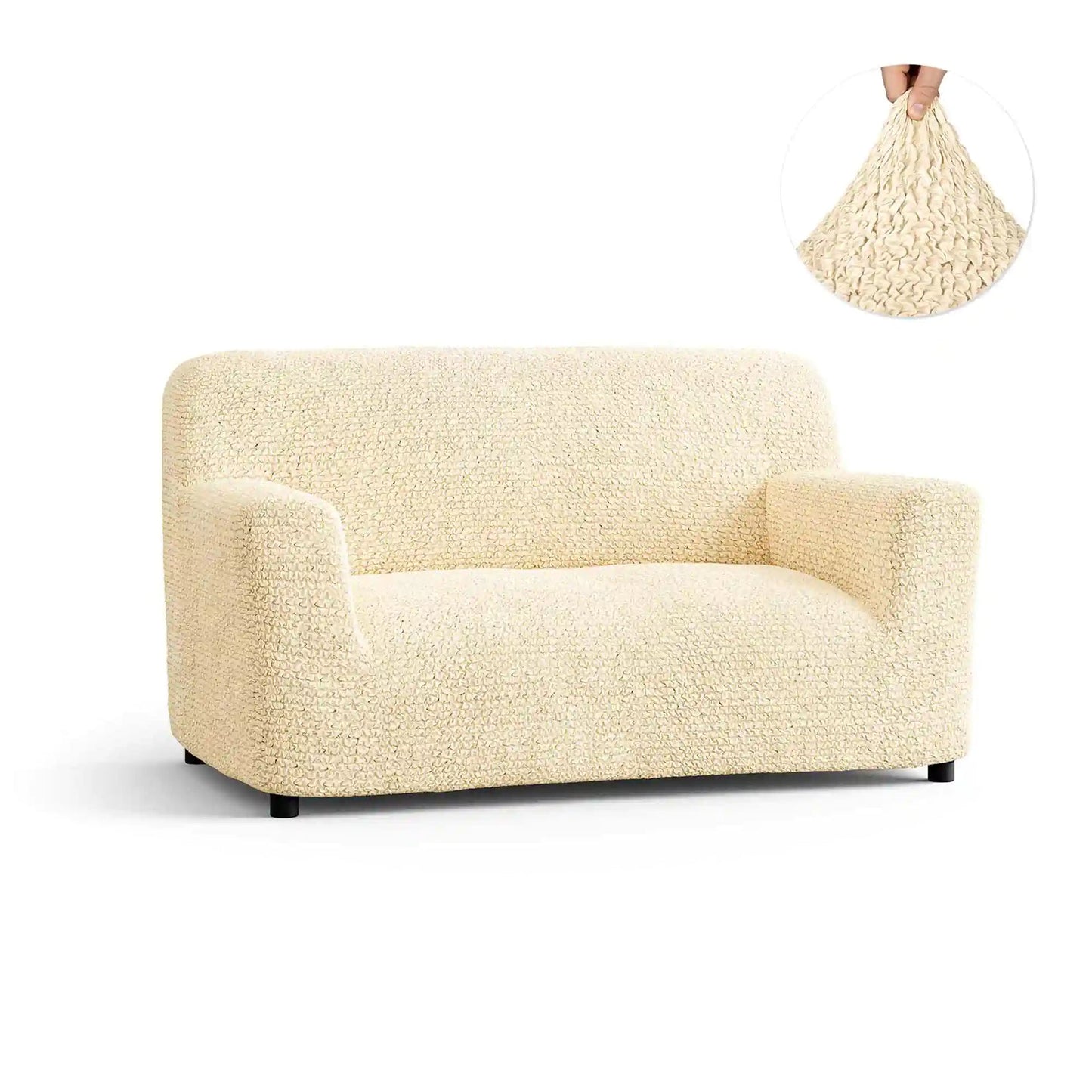 DivineTrendz™ Exclusive - Beige Luxe Crinkle Sofa Cover