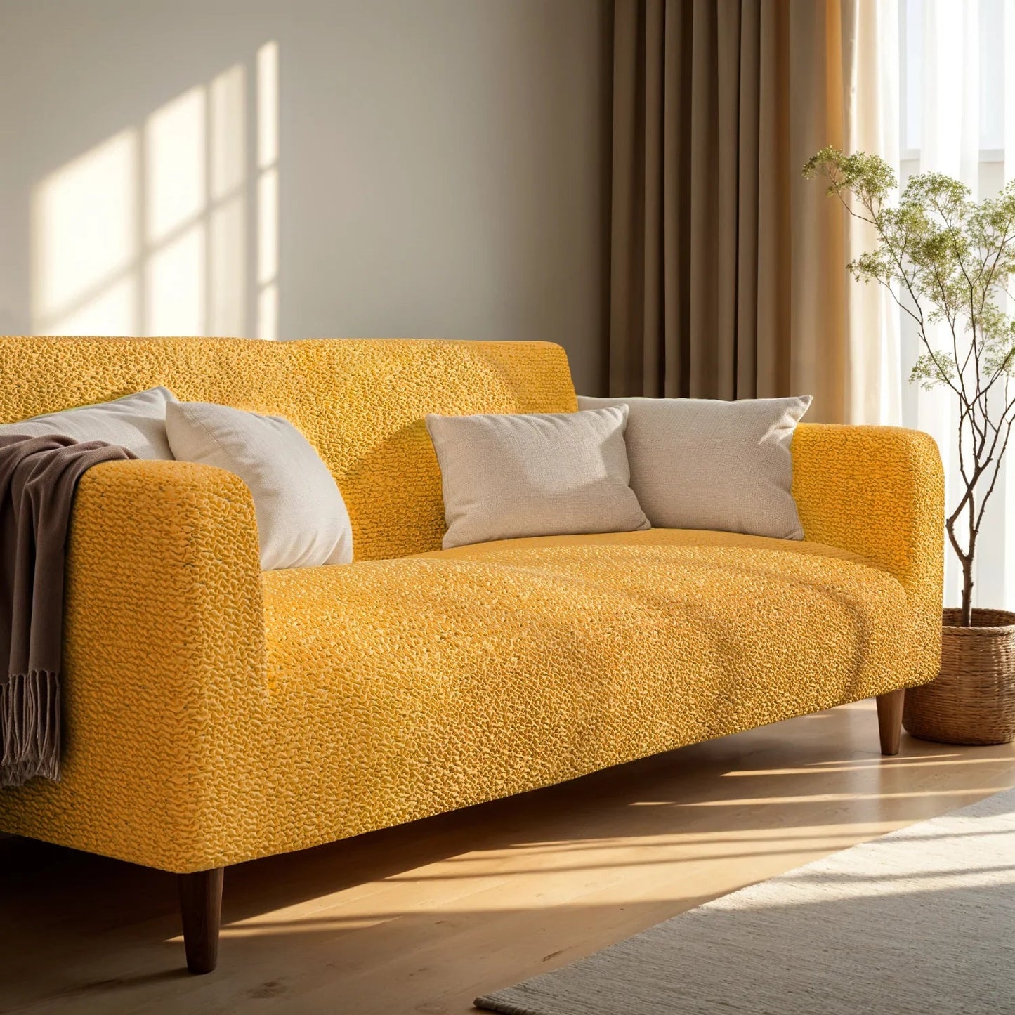 DivineTrendz™ Exclusive - Mango Crinkle Sofa Cover