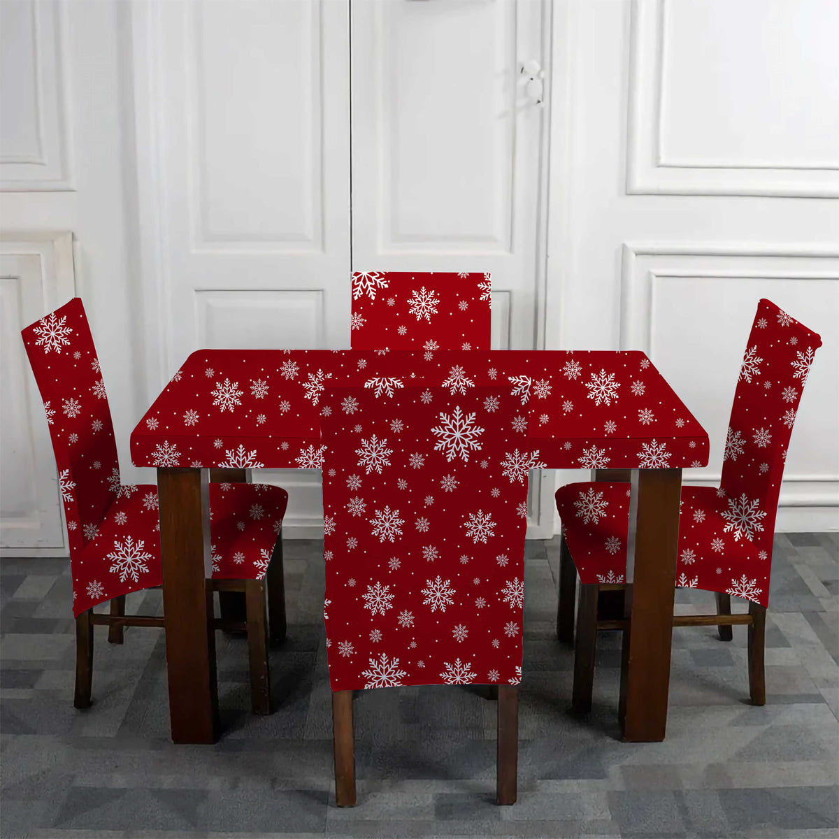 DivineTrendz - Christmas Snowflake Elastic Chair Table Cover