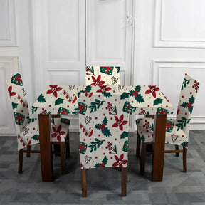 DivineTrendz - Christmas Red Green Peach Elastic Chair Table Cover