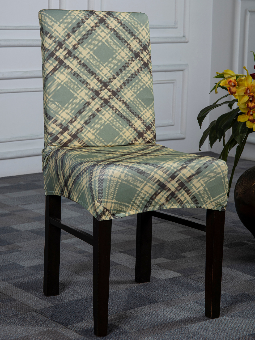 pista color chair cover slip covers-DivineTrendz Exclusive - Plaid Pattern Media .