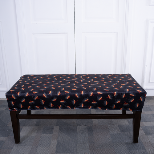 Black Seamless Flowers Elastic Bench Cover