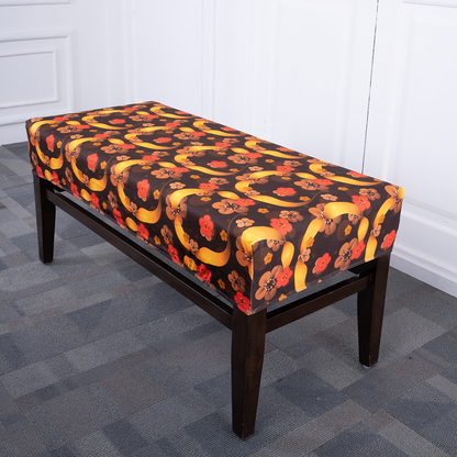 Retro Flowers Elastic Bench Cover