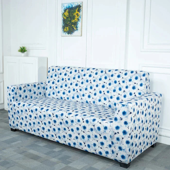 3D Blue Flower Elastic Sofa Slipcovers