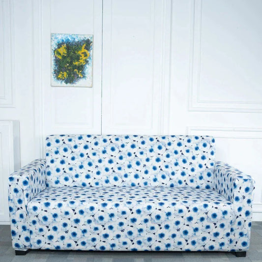 3D Blue Flower Elastic Sofa Slipcovers