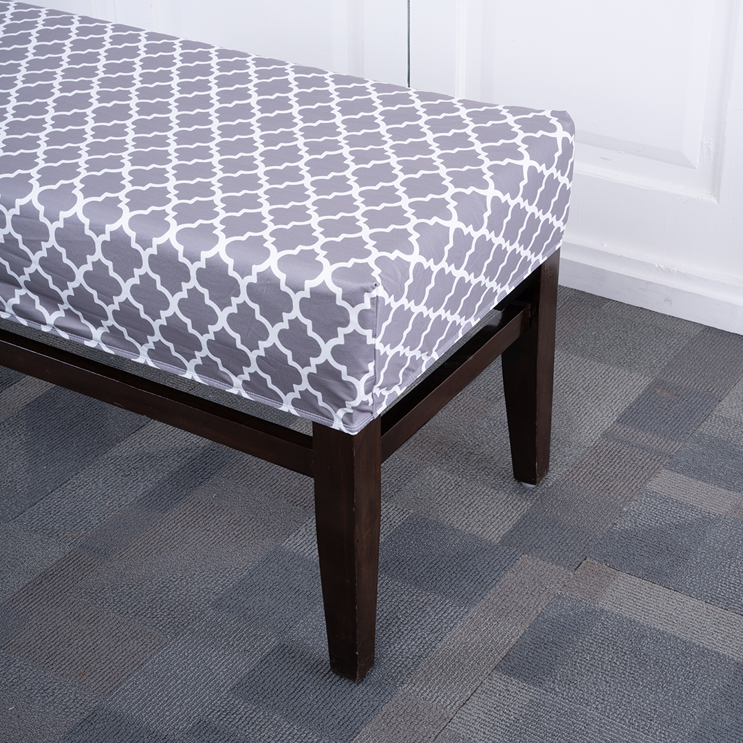 Grey Diamond Elastic Bench Cover