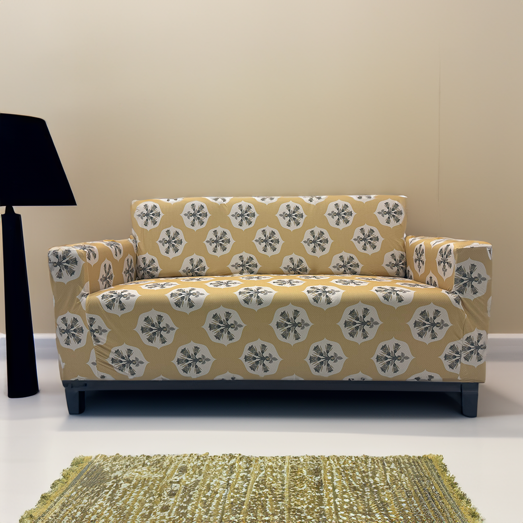 Mustard Yellow Ethnic Elastic Sofa Slipcovers