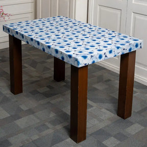 DivineTrendz Exclusive - 3D Blue Flower Elastic Table Covers.