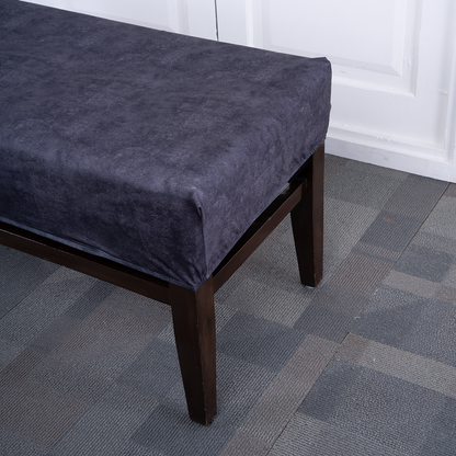 Gray Velvet Elastic Bench Cover