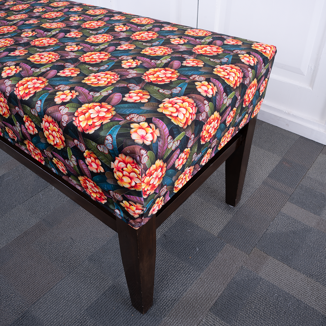 Forest Flower Elastic Bench Cover