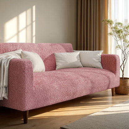 DivineTrendz™ Exclusive - Pink Luxe Crinkle Sofa Cover