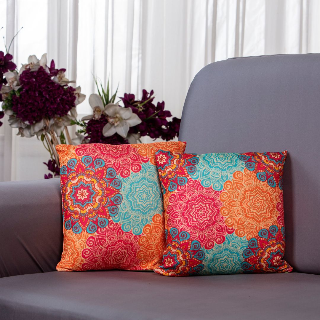 Sofa cushion cover, pillow cover set of six, center sofa cushion cover-100% splendex Machine wash cold. Wash dark colors separately. Do not soak. Do not bleach, tumble dry low, warm iron if necessary-Vintage cushion cover-superi comfy-super stretchable.