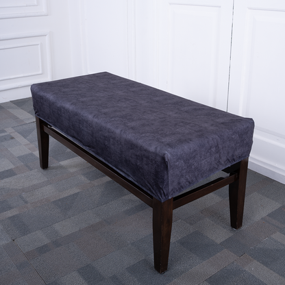 Gray Velvet Elastic Bench Cover