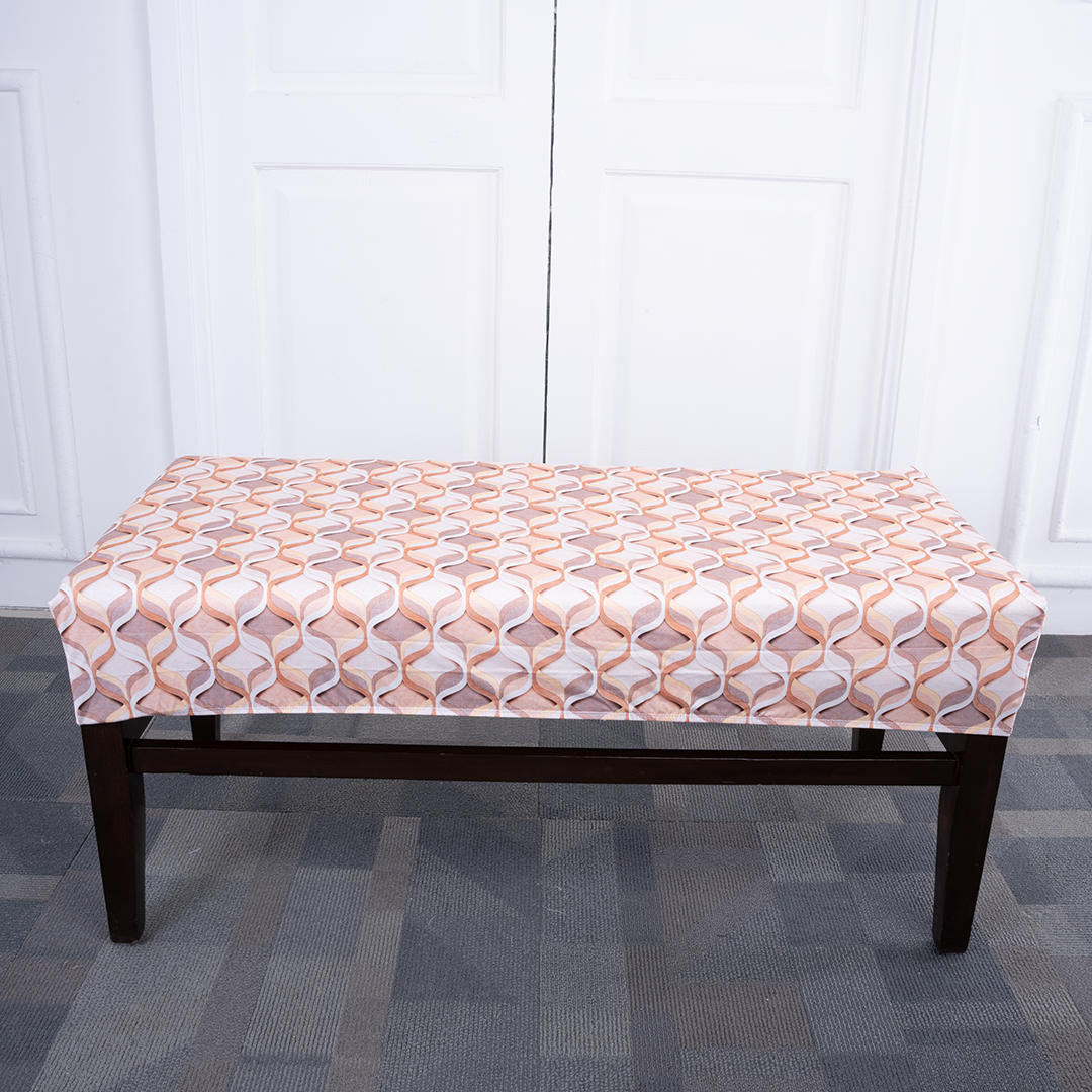 Cream Ribbons Elastic Bench Cover